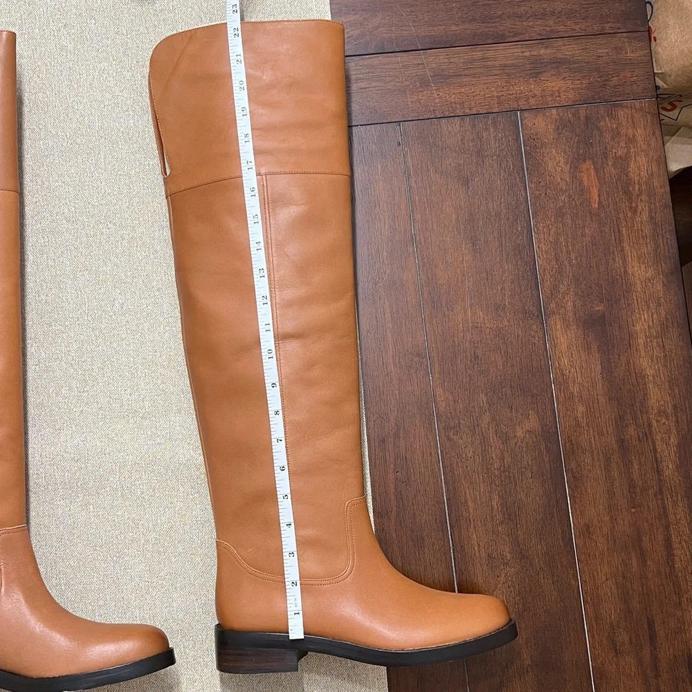 ❤️ J Crew Polished Leather Over the Knee Boot - Rich Caramel
